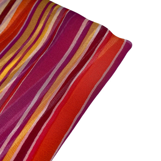 Striped Silk Chiffon - 44” - Purple/Yellow/Orange