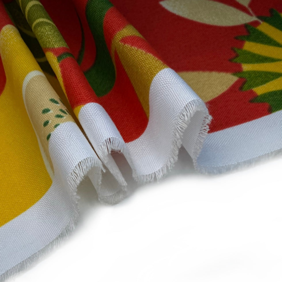 Floral Indoor/Outdoor Upholstery - 56” - Red/Yellow