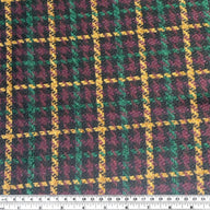 Plaid Coating - Wool Blend - Black/Brown/Purple/Green