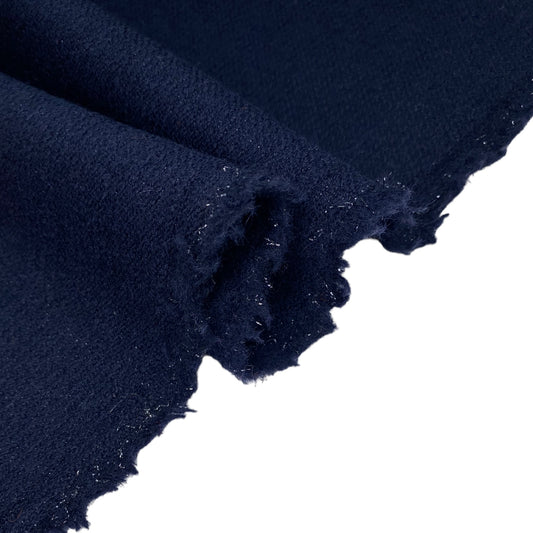Woven Metallic Acrylic Thread Wool Coating - Remnant - Navy