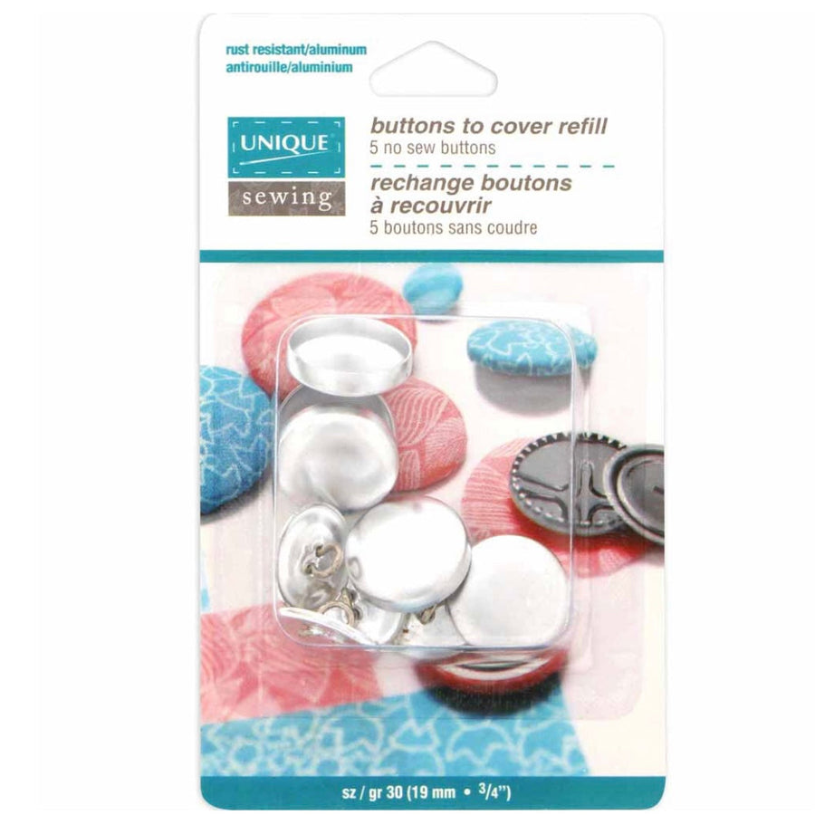 Buttons to Cover Refill - Size 30 - 19mm (3/4″) - 5 sets