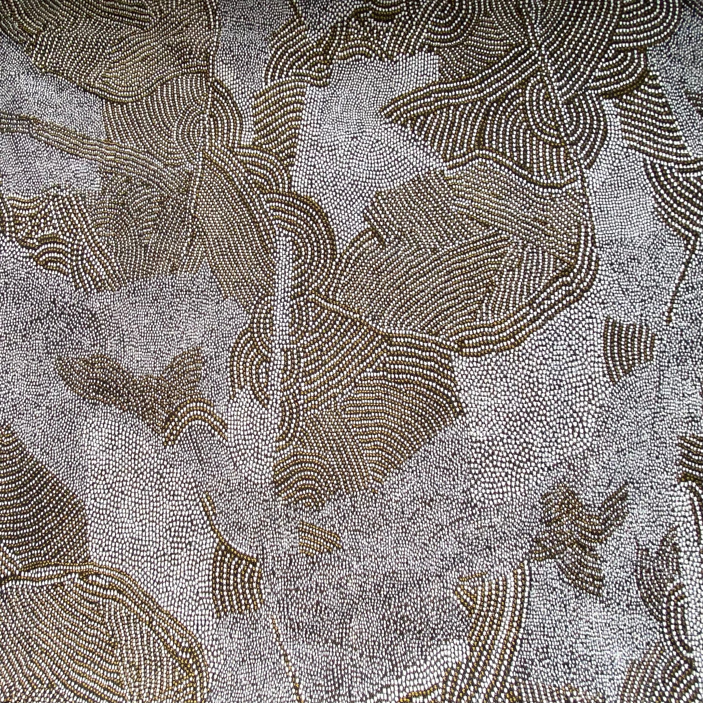 Patterned Upholstery - Designer Remnant - Black/Gold/Cream