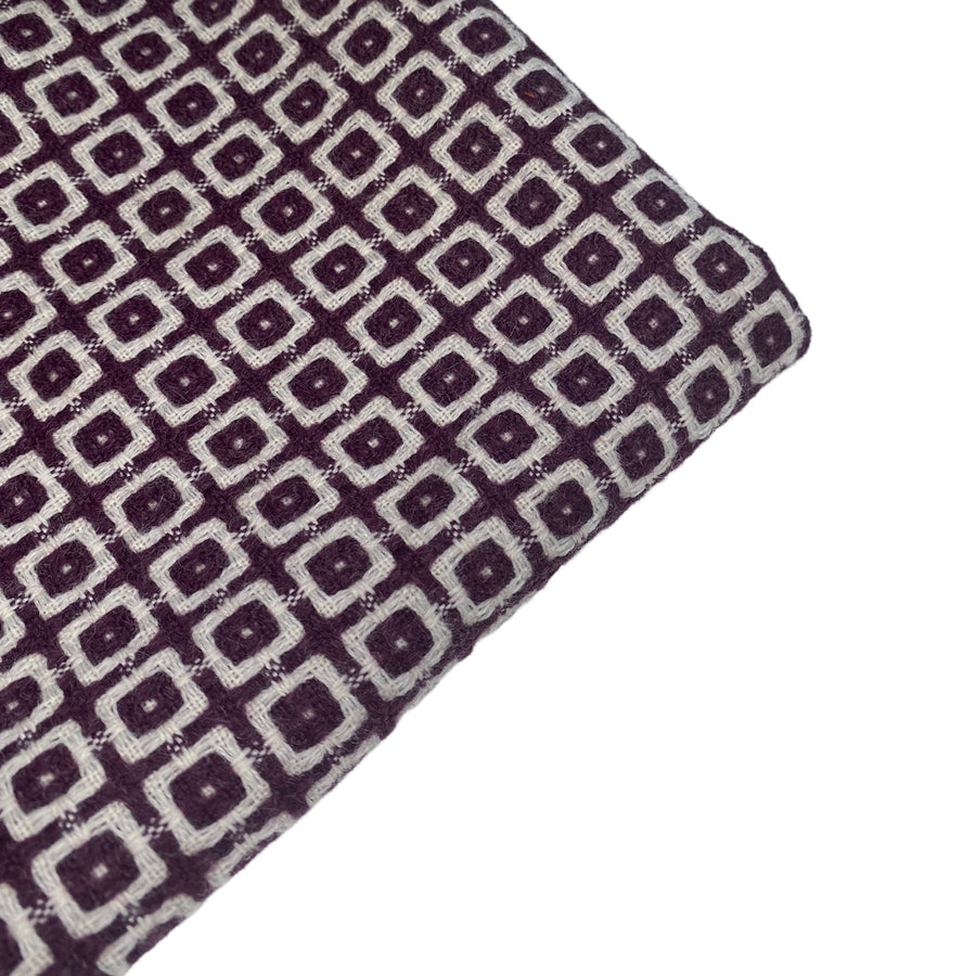 Wool Blend Coating - Squares - Purple/White