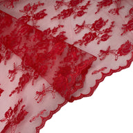 Floral Embroidered Lace with Finished Edges - Red