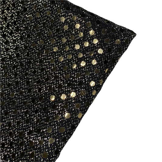 Faux Sequin Shiny Confetti Dot Knit - 48” - Gold/Black
