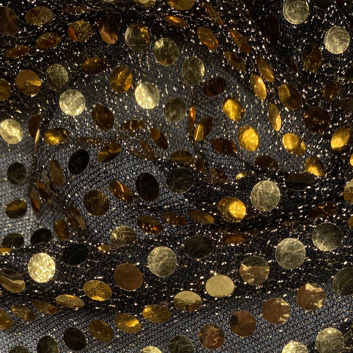 Faux Sequin Large Shiny Confetti Dot Knit - 46” - Gold/Black