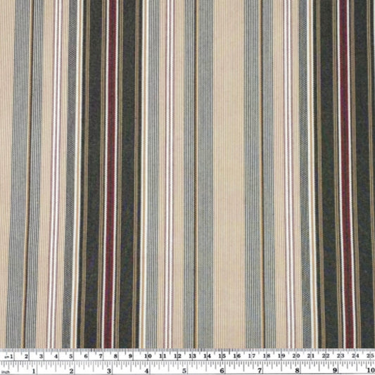 Sunbrella Striped Woven Upholstery - 48” - Green/White/Beige/Red