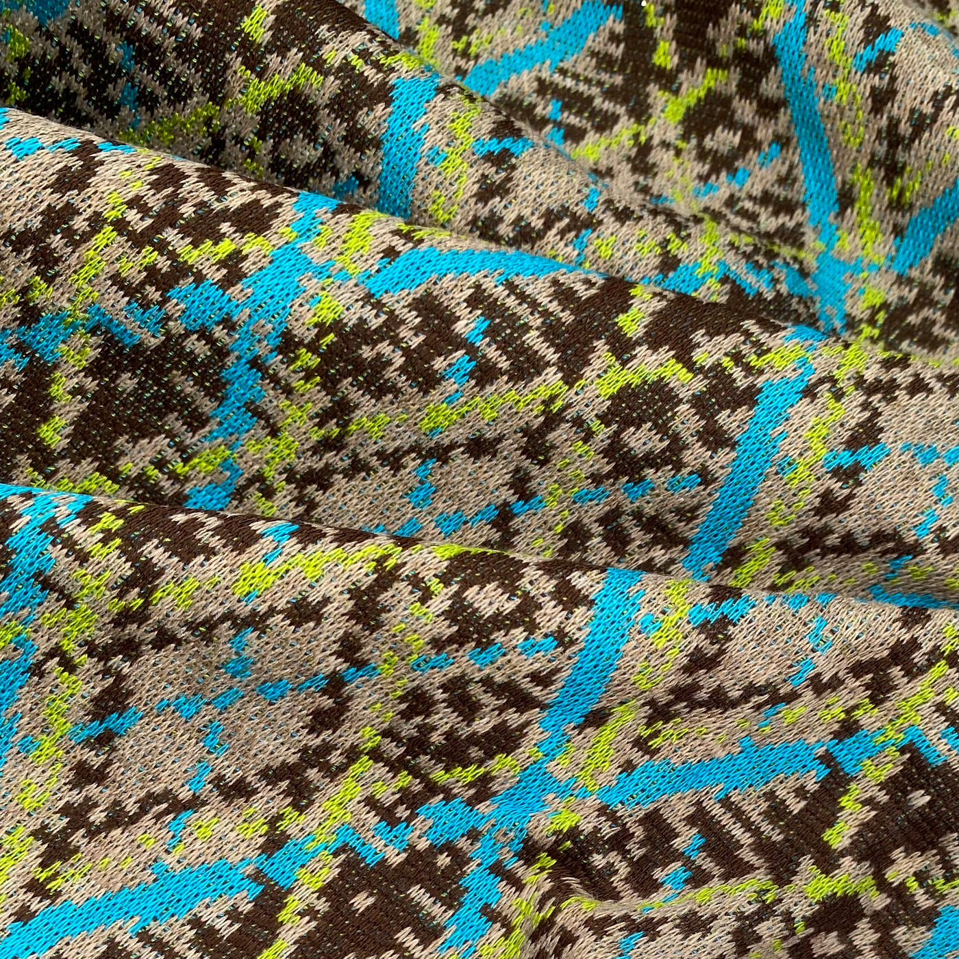Patterned Polyester Knit - Argyle -  Green/Blue/Brown