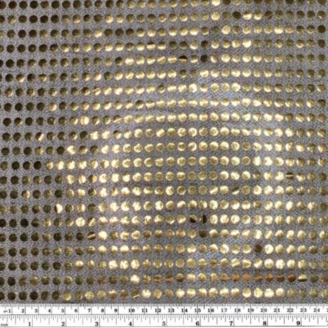 Faux Sequin Large Shiny Confetti Dot Knit - 46” - Gold/Black