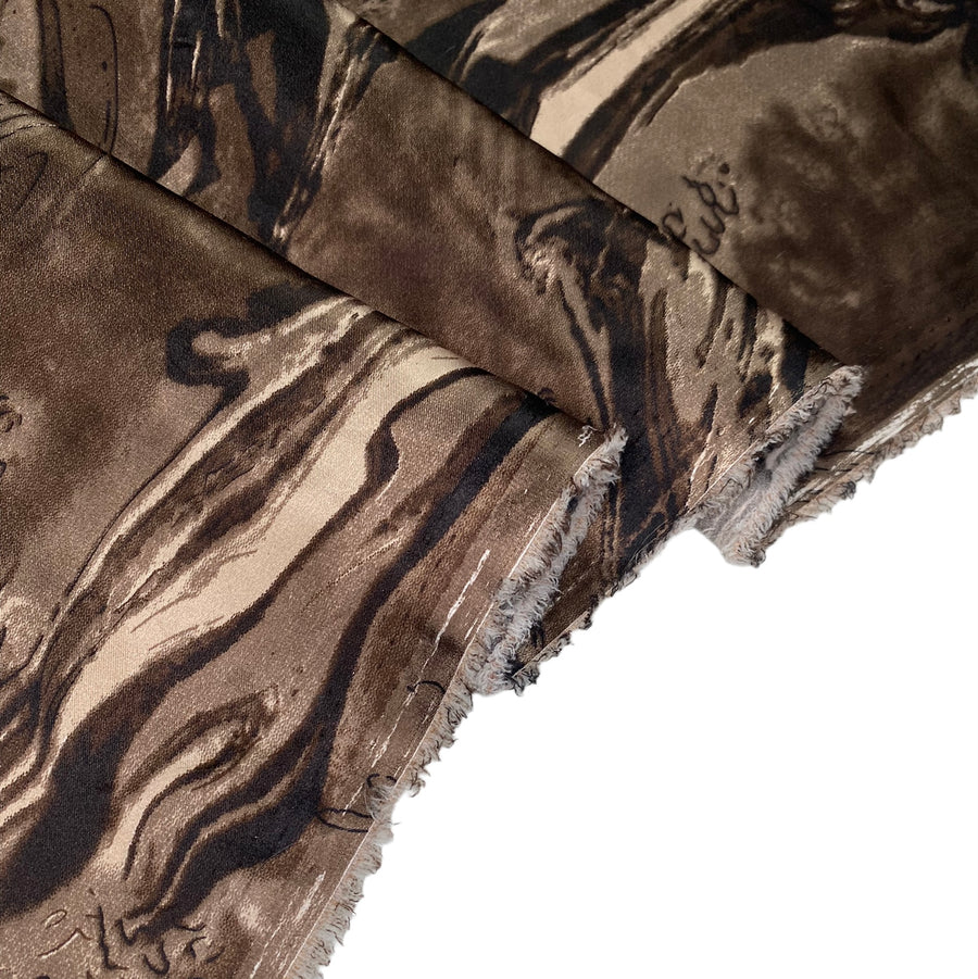 Printed Polyester Charmeuse - Marbled - Brown