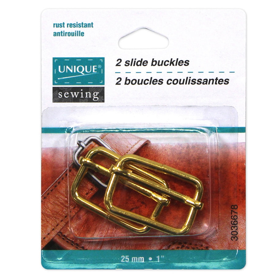 Metal Slide Buckle - 25mm (1″) - Gold - 2 pcs