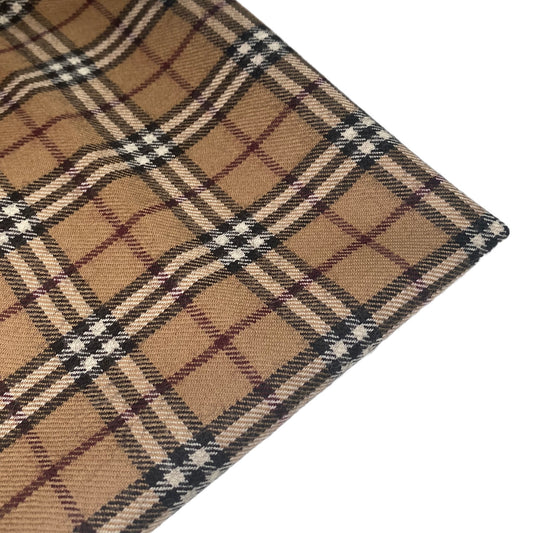 Wool Plaid - Brown/Black/White/Burgundy