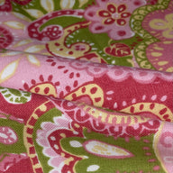 Printed Paisley Cotton Canvas Remnant - Pink/Green/ Yellow