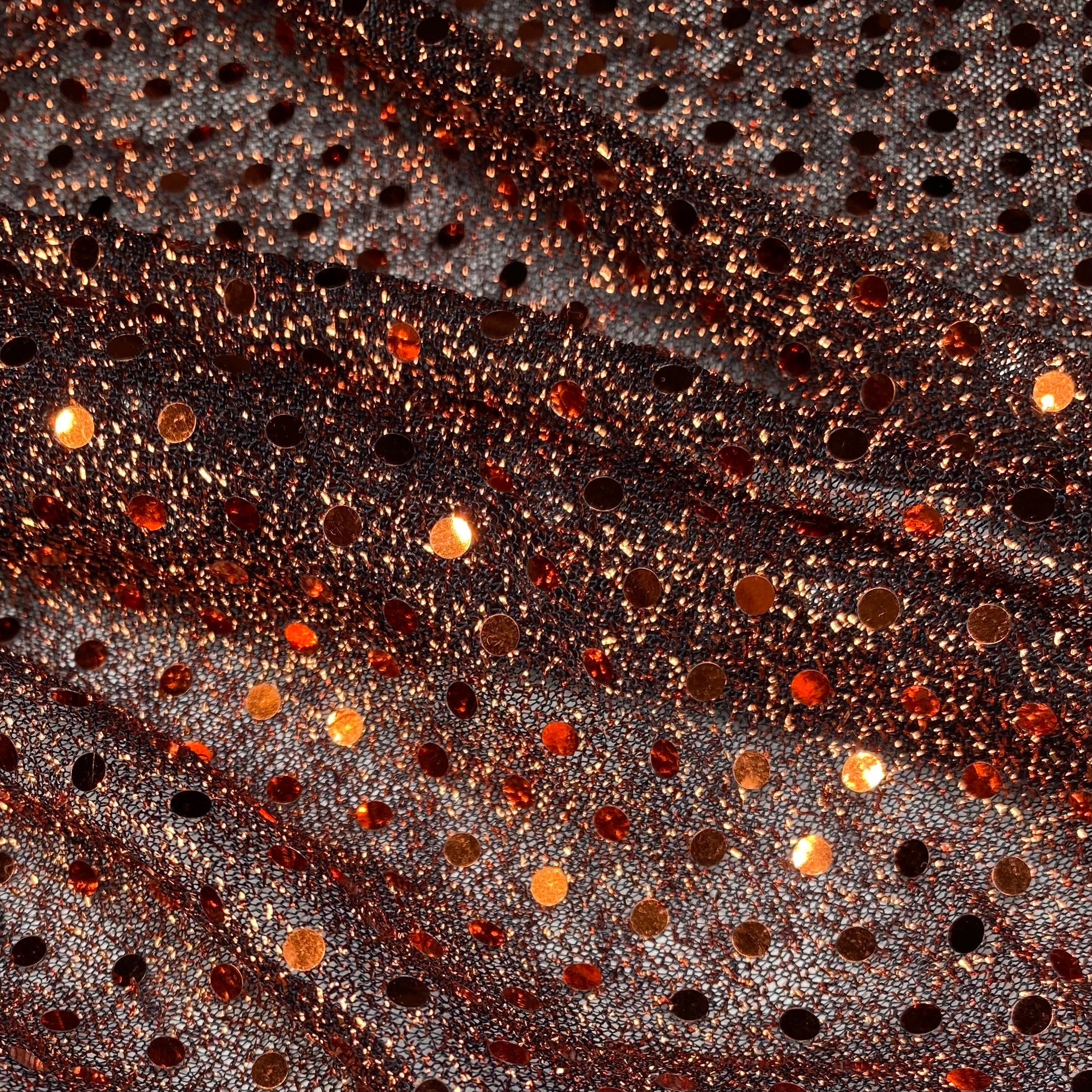 Faux Sequin Shiny Confetti Dot Knit - 45” - Copper