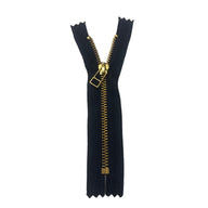 Regular Metal Zipper - 6 1/2” - Black/Gold