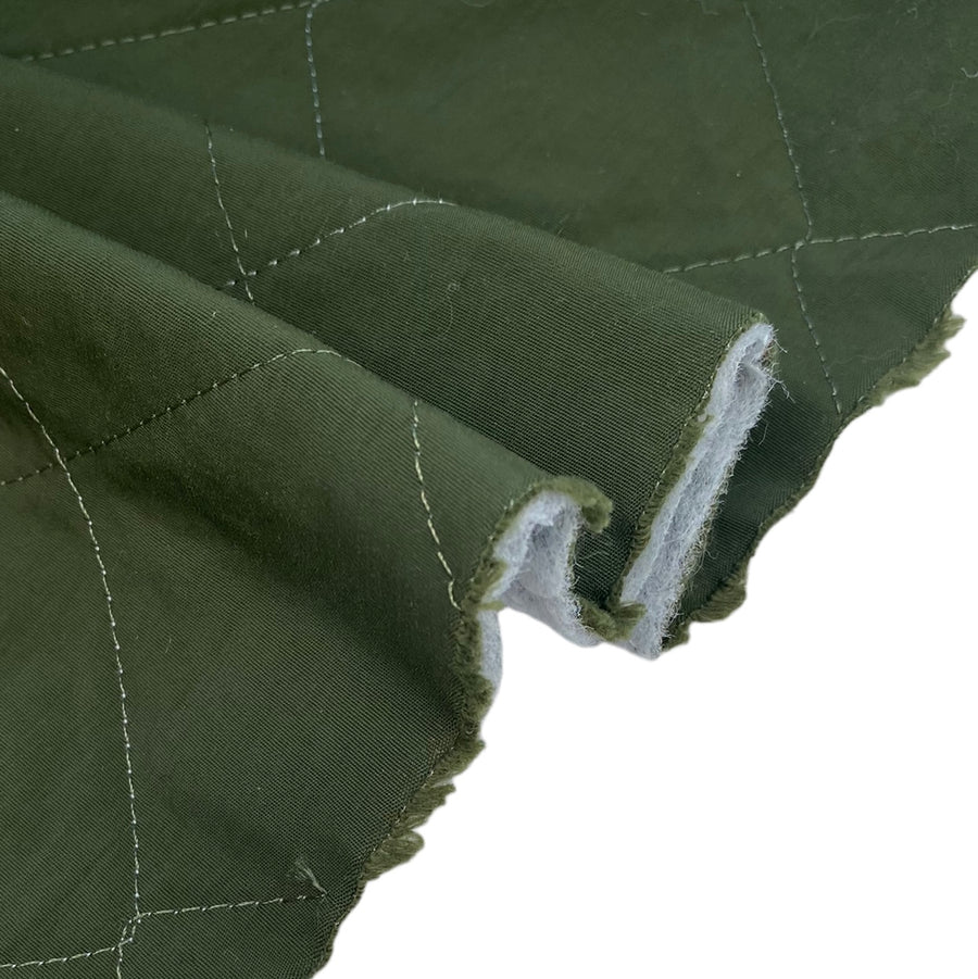 Quilted Nylon - Squares - Army Green
