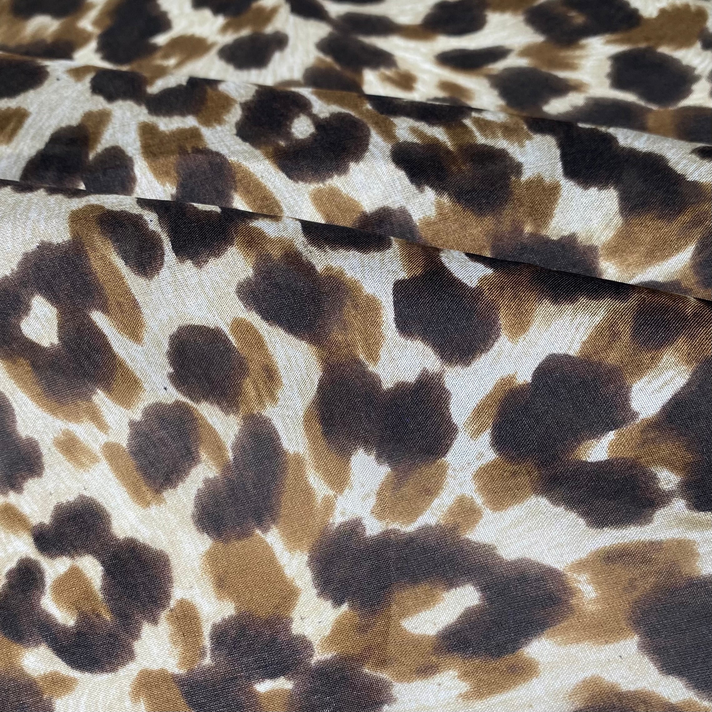 Printed China Silk - Cheetah - Brown