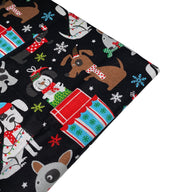 Quilting Cotton - Dogs Christmas - Black - Remnant