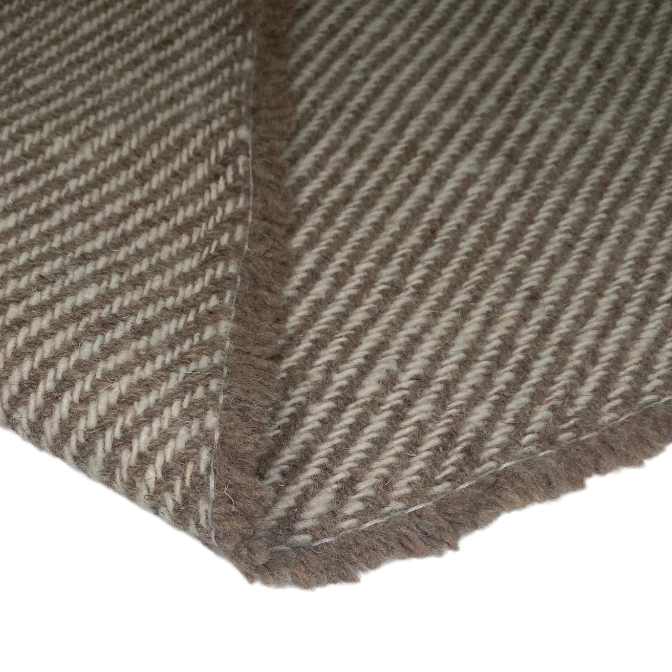 Diagonal Striped Wool Coating - Cream/Beige