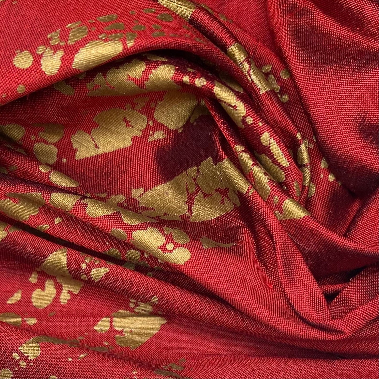 Striped Silk Shantung - Red/Gold