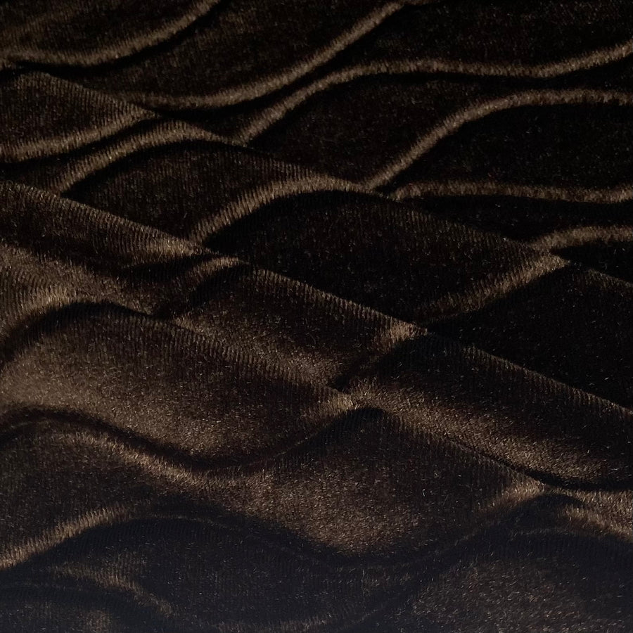 Embossed Patterned Stretch Velvet - Dark Brown