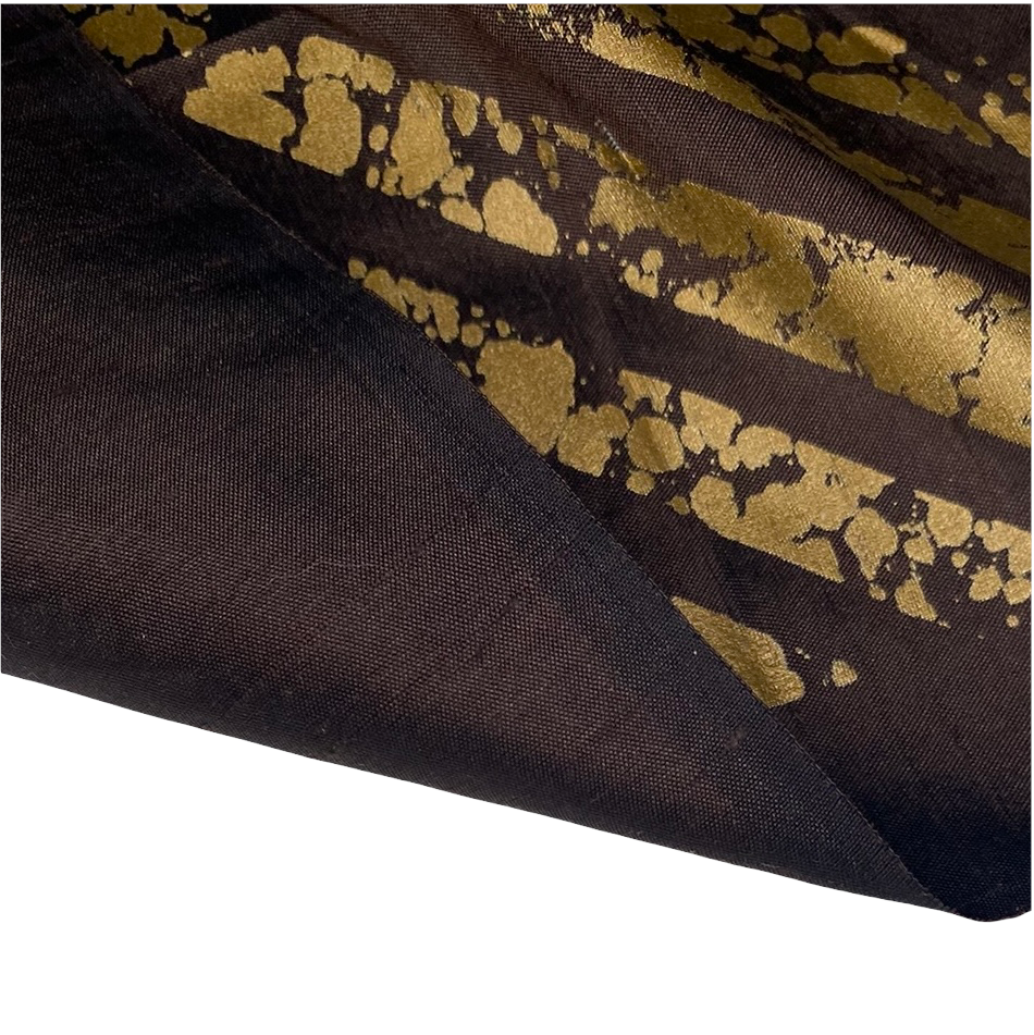 Striped Silk Shantung - Brown/Gold