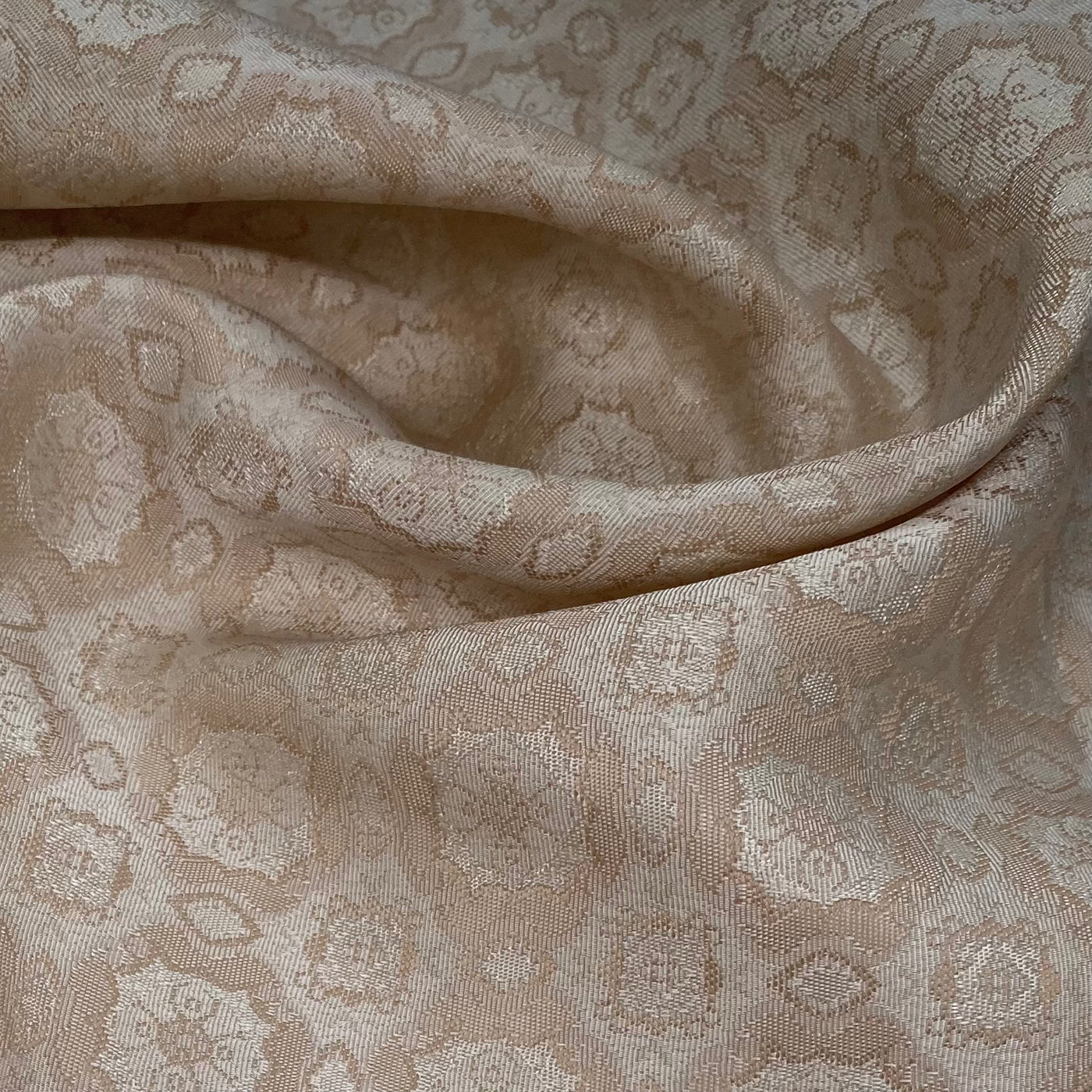 Polyester Satin Brocade - Beige/Ivory
