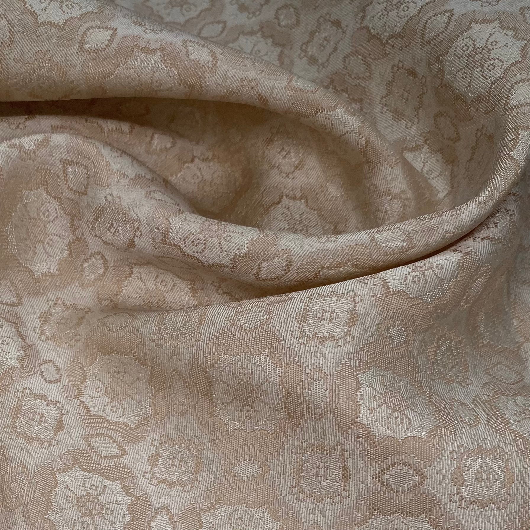 Polyester Satin Brocade - Beige/Ivory