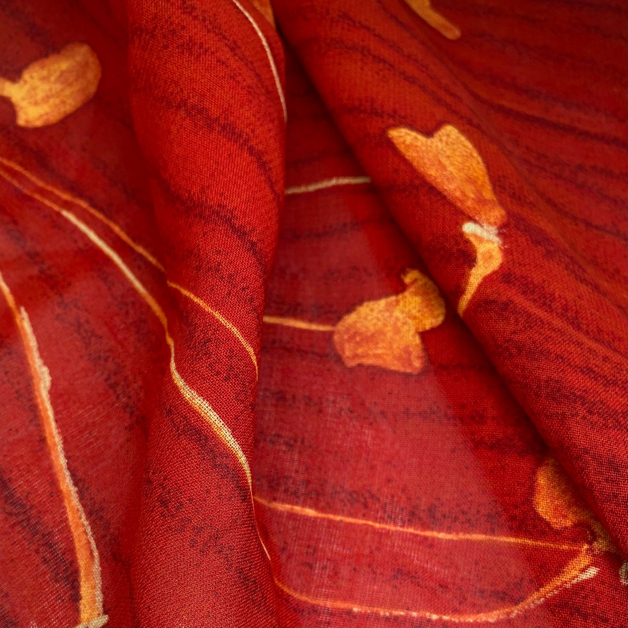 Floral Polyester Chiffon - Red/Orange
