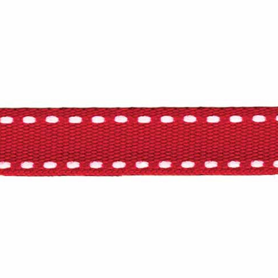 Double Saddle Stitch Ribbon - By the Yard - 10mm - Red