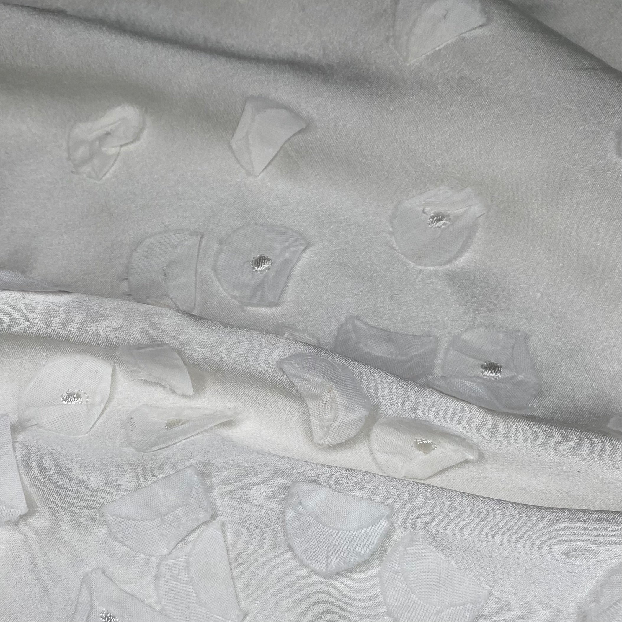 Flower Silk Charmeuse - White
