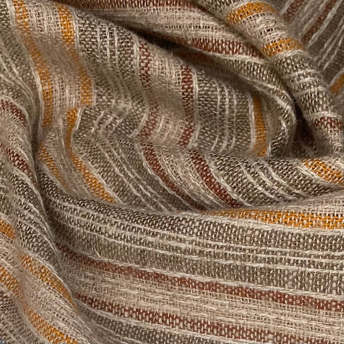 Striped Medium Weight Linen - Brown