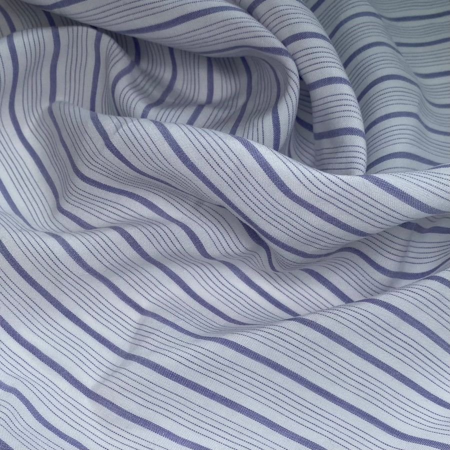 Striped Rayon Batiste - White/Purple