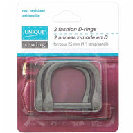Fashion Metal D-Rings - 25mm (1″) - Gunmetal - 2 pcs.