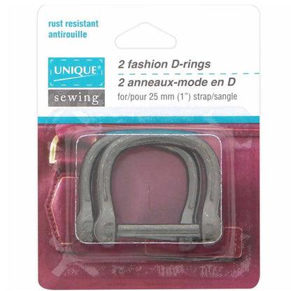 Fashion Metal D-Rings - 25mm (1″) - Gunmetal - 2 pcs.