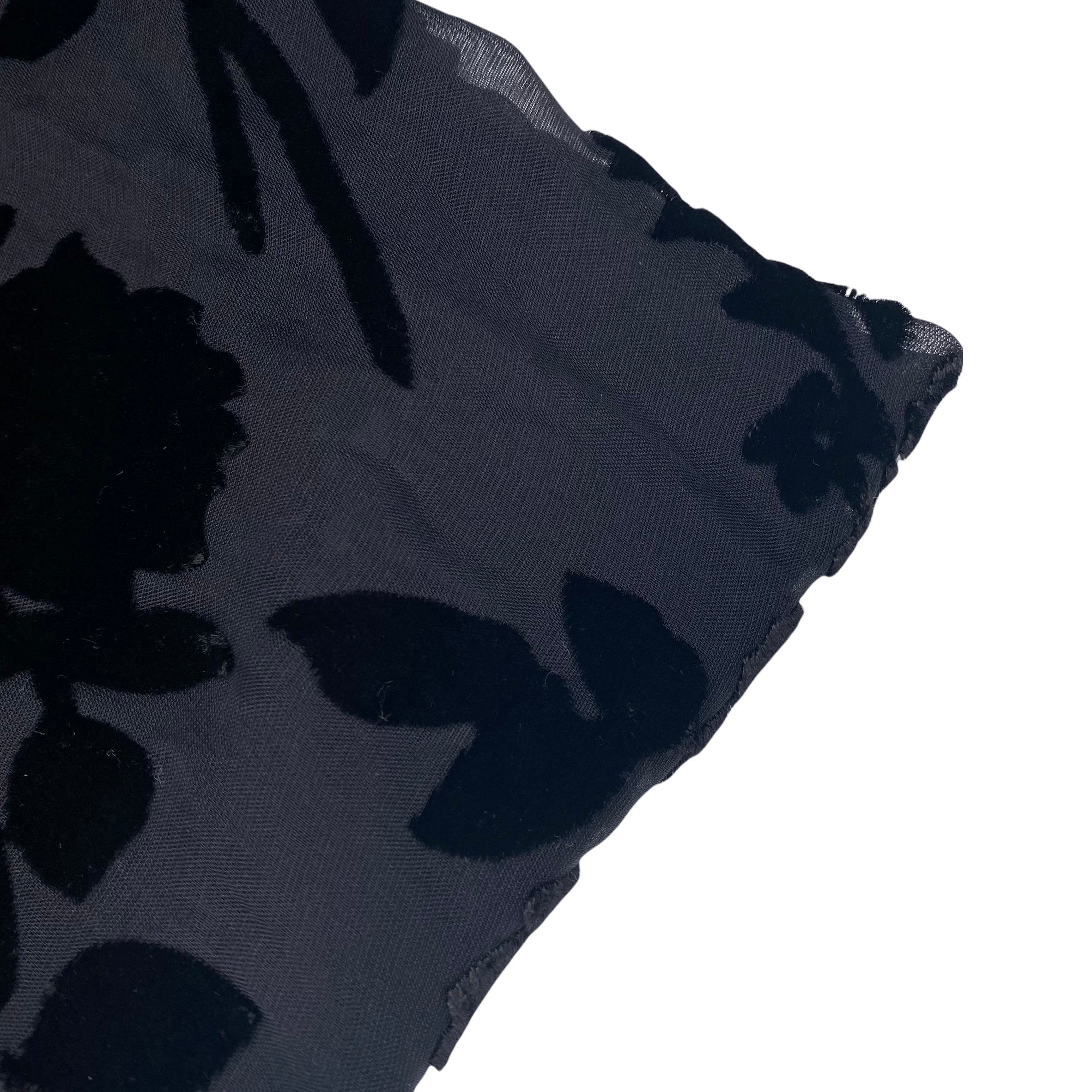 Floral Burnout Silk Chiffon - Black