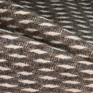 Patterned Wool Coating Diagonal Stripes - Grey/Cream/Brown