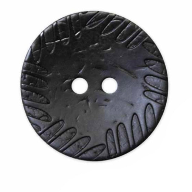Two Hole Coconut Button - 30mm - Black - 2 Count
