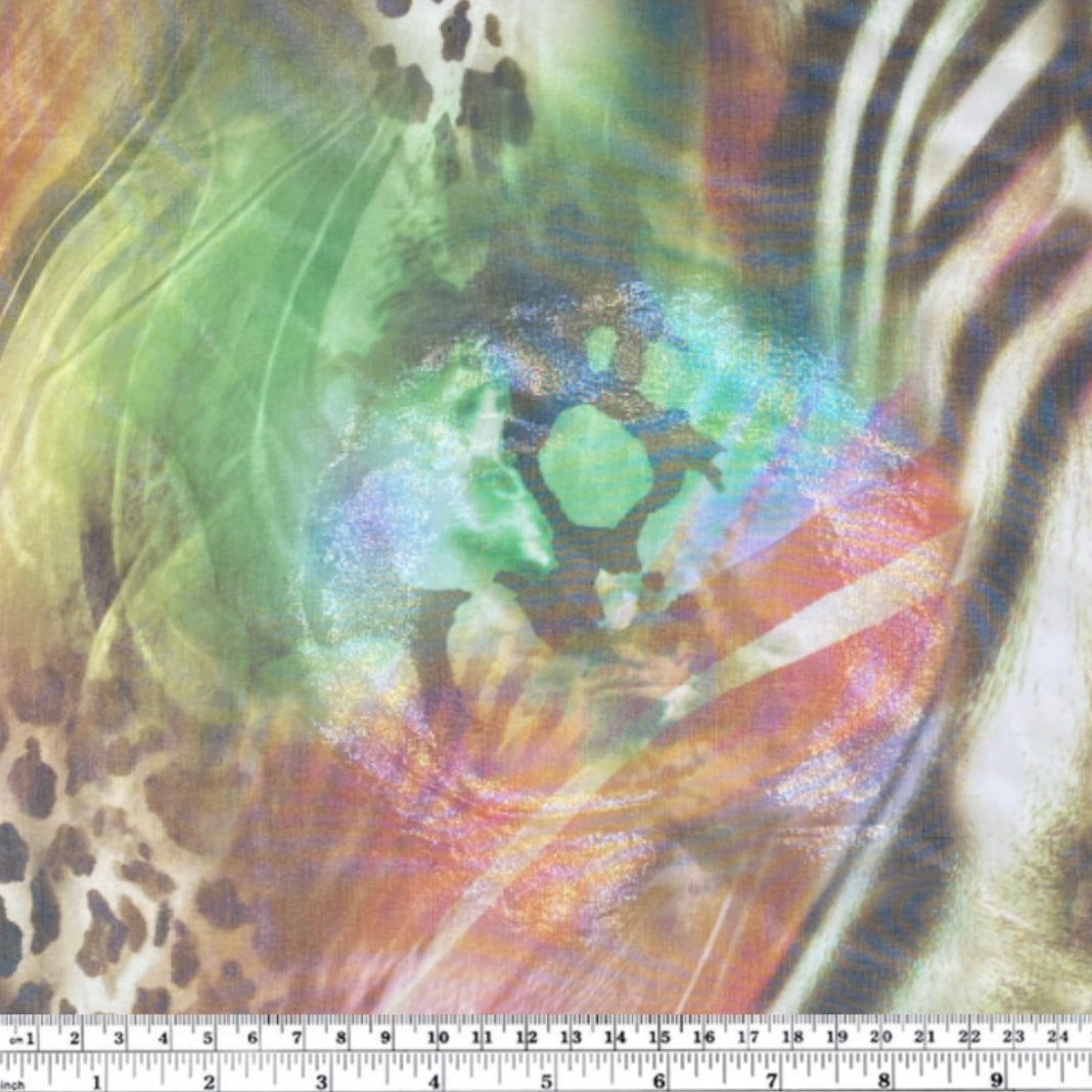 Printed Silk Chiffon - Abstract Animal Print - Brown/Green