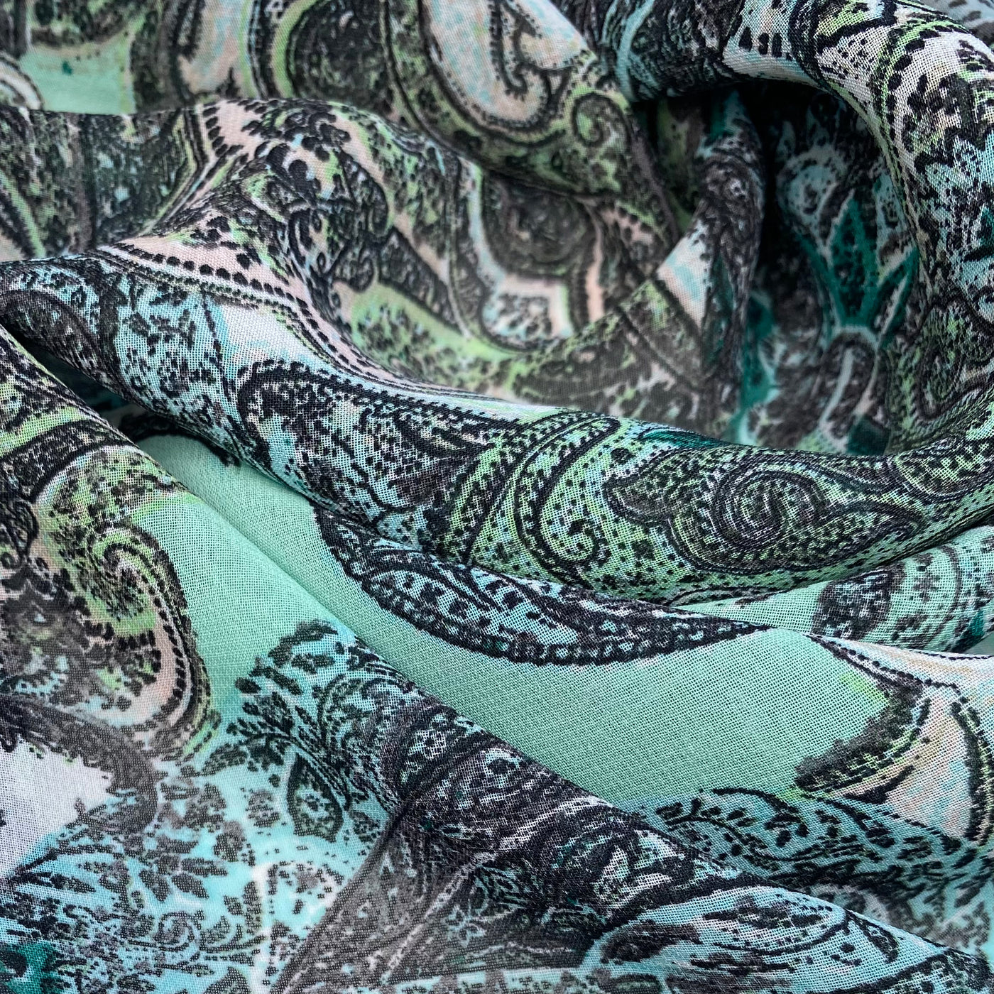 Paisley Polyester Chiffon - 58” - Mint
