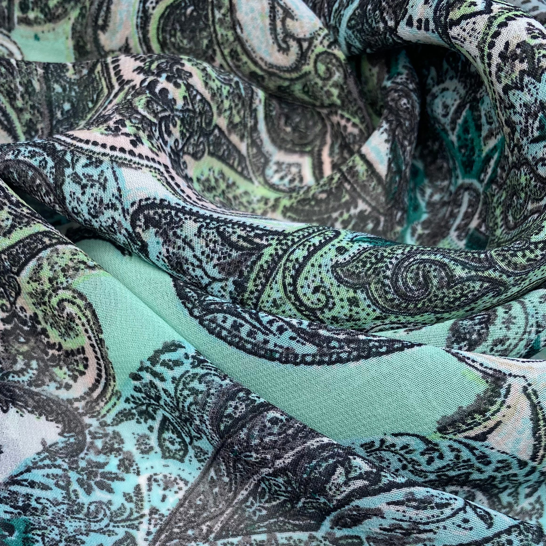 Paisley Polyester Chiffon - 58” - Mint