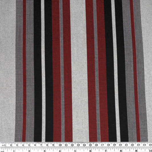 Sunbrella Striped Woven Upholstery - 48”- White/Black/Red