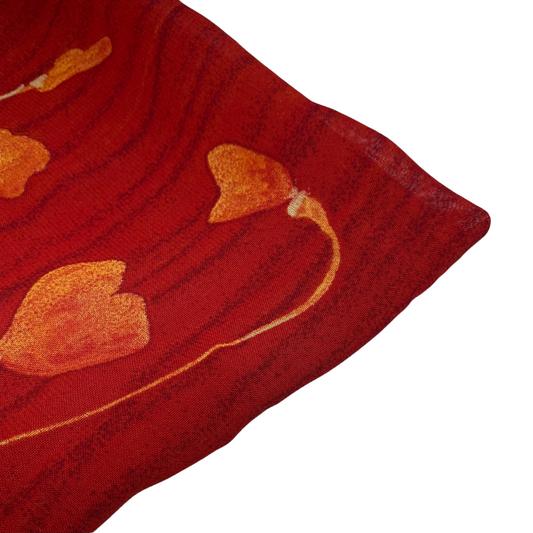 Floral Polyester Chiffon - Red/Orange