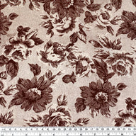 Floral Printed Polyester - 44” - Brown/Beige