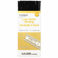 Lace Seam Binding - 18mm x 2.75m - Black