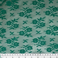 Scalloped Edged Floral Polyester Lace - 52” - Green