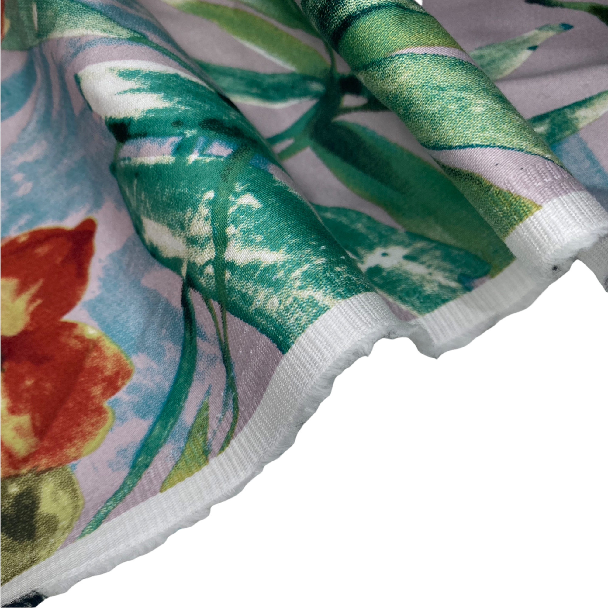 Floral Stretch Cotton - 52” - Pink/Green/Red/Blue