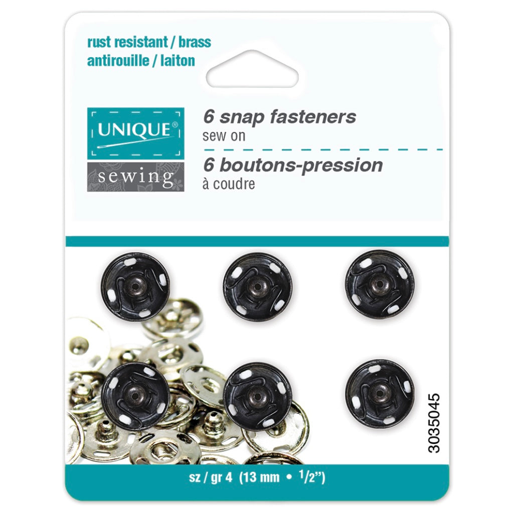 Sew On Snap Fasteners - 7mm (5/16″) - 12  sets - Black