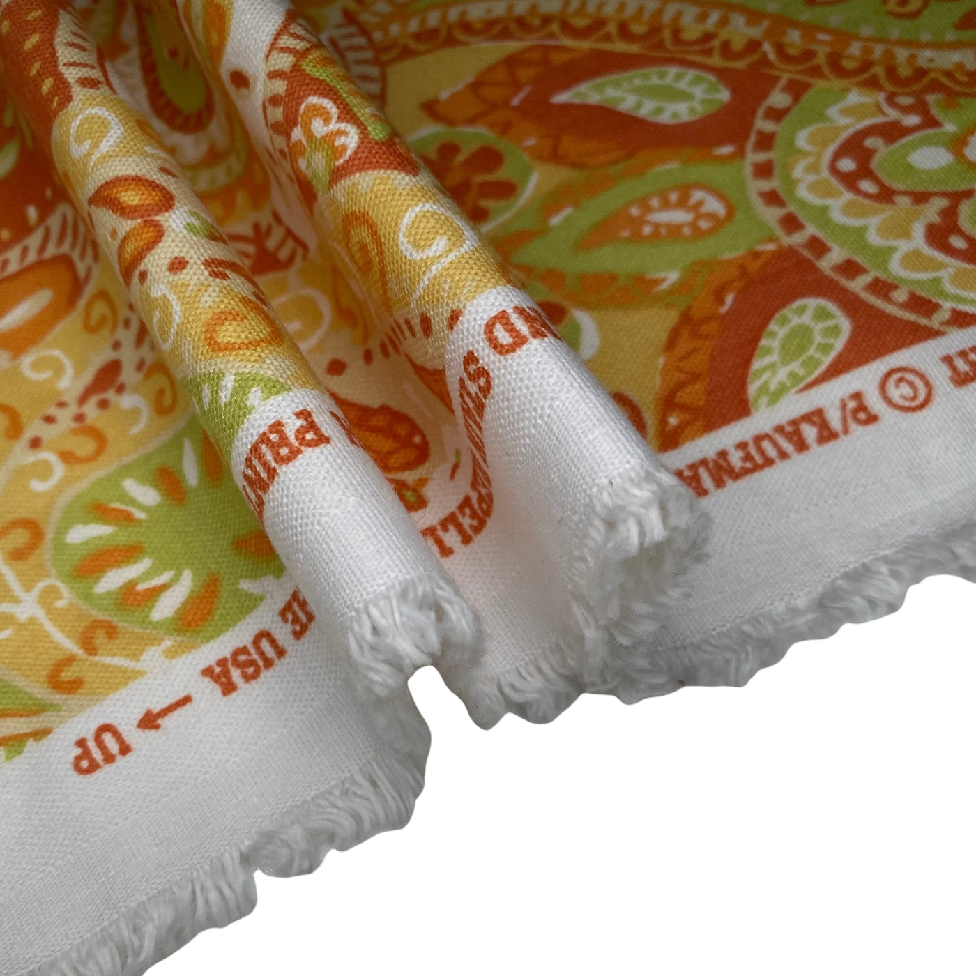 Printed Paisley Cotton Canvas - Orange/Green