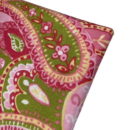 Printed Cotton Canvas - Paisley - Pink/Green